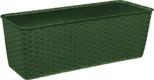 Вазон пластиковый Stefanplast Natural прямоугольный 9,2л темно-зеленый (73758) 