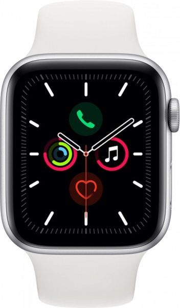 Смарт-годинник Apple Watch Series 5 GPS 44mm Silver Aluminium Case with White Sport Band (MWVD2UL/A)