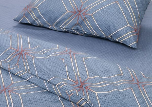 Комплект постельного белья Геометрия 1,5 голубой La Nuit 