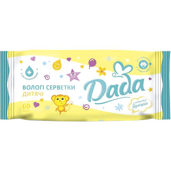 Детские влажные салфетки Dada с экстрактом ромашки 60 шт.