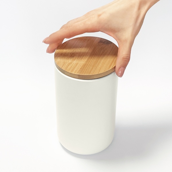 Банка для продуктів MVM My Home 1000 мл біла KP-13 L WHITE/WOOD