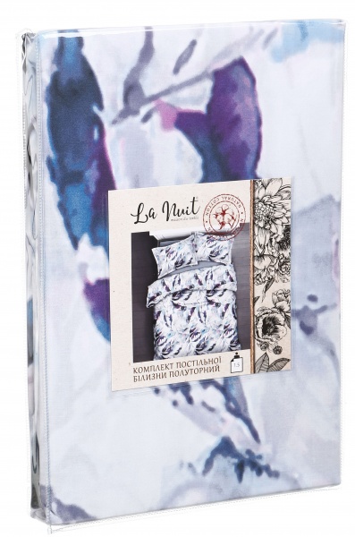 Комплект постільної білизни Viana 1,5 білий із принтом La Nuit (без простирадла) 