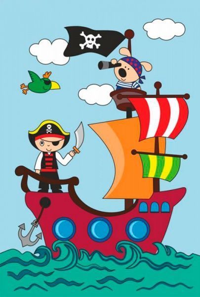 Раскраска по контурам Рисовалка Пиратский корабль Rosa Kids 