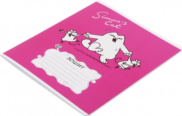 Тетрадь школьная 12 листов в клетку розовая Simon's Cat