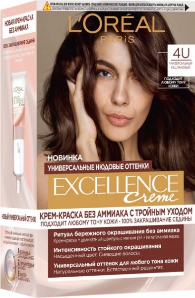 Фарба L'Oreal Paris Excellence Crème Universal Nudes 4U універсальний каштановий 192 мл