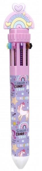 Ручка шариковая на 10 цветов единорог 