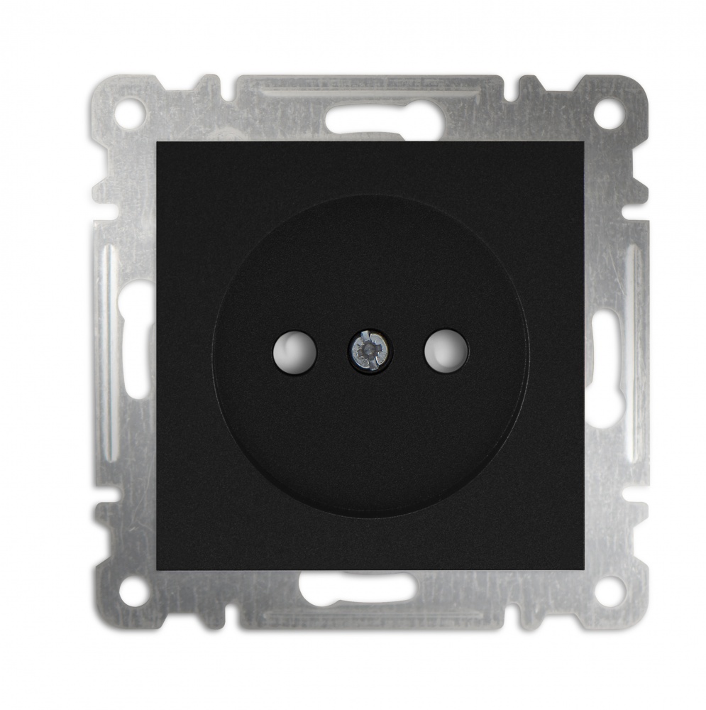 Механизм розетки без заземления Makel Karea со шторками IP20 черный матовый 57054052