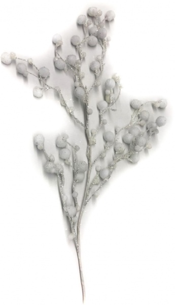 Декорация новогодняя Ветка с белыми снежками 84 см EPI-18A6025 