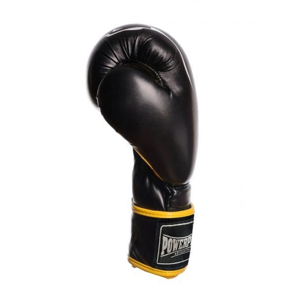 Боксерские перчатки PowerPlay р. 16 16oz 3018 черный с желтым