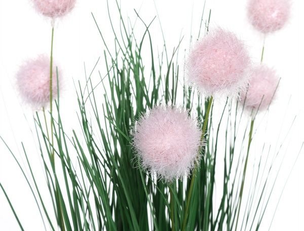 Рослина штучна трава з рожевими кульками 34 см у горщику P5263JSY-34