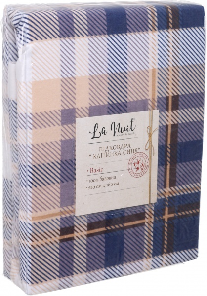 Пододеяльник Клетка синяя (фланель) 160x220 см La Nuit 