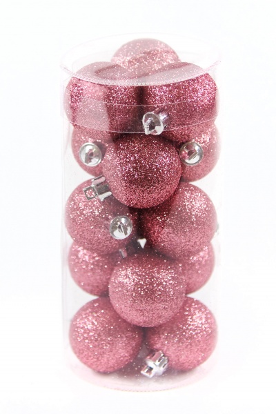 Набор елочных шаров темно-розовых d85 мм 16,5 см 15 шт./уп. 