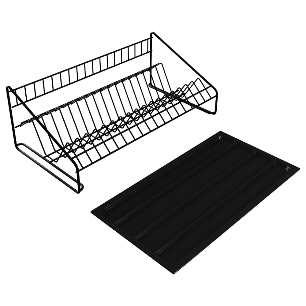 Сушарка для посуду DC однорівнева 600 мм термопластична чорна з бортом