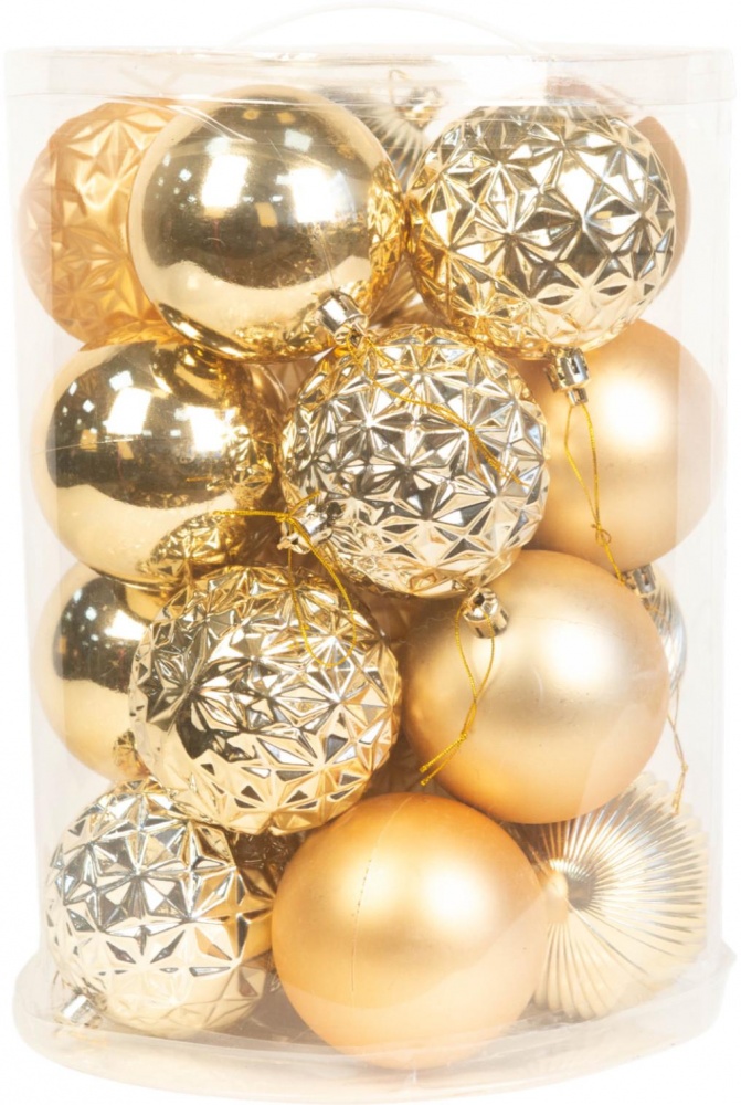 Набор елочных шаров 25IPC-14 золотой d 80 мм 20 шт./уп.