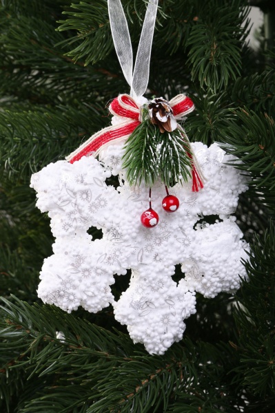 Елочная игрушка Снежинка с белым декором 13 см HF20Y11-54 1 шт. 