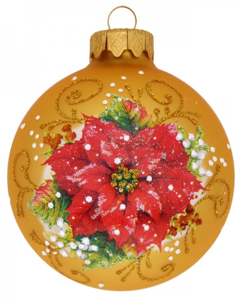 Куля скляна з художнім малюнком 80 мм золото матове 80Dхд(1)/1