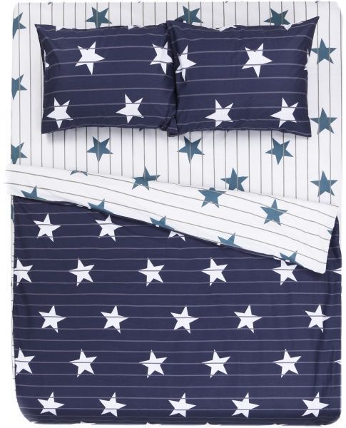 Комплект постельного белья Звезды 1,5 синий с белым Ibodo 