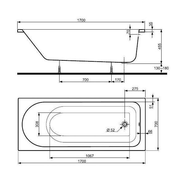 Ванна акриловая Kolo Primo XWP3270000 170x70