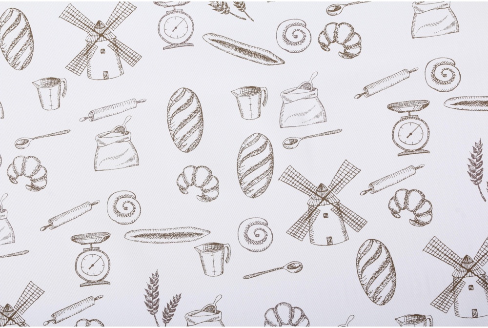 Клеенка на стол UP! (Underprice) на подкладке 1,37м белый с принтом PW385-R1211-2-9