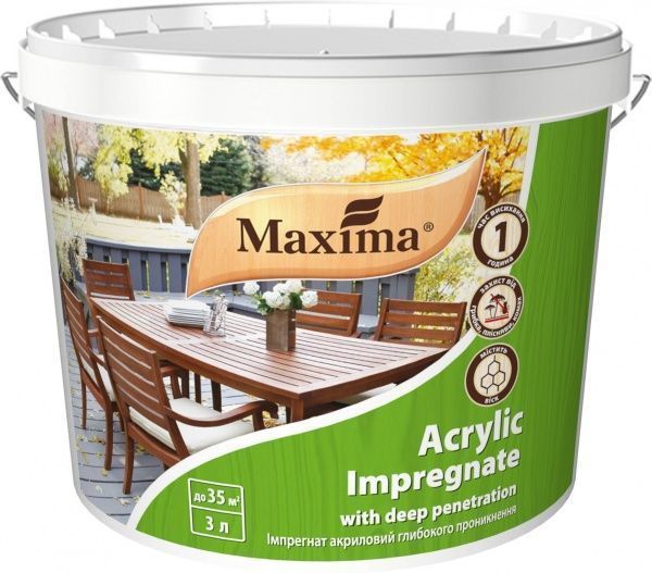 Импрегнат Maxima акриловый глубокого проникновения бесцветный мат 3 л