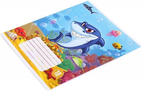 Тетрадь школьная 18 листов в линию Shark