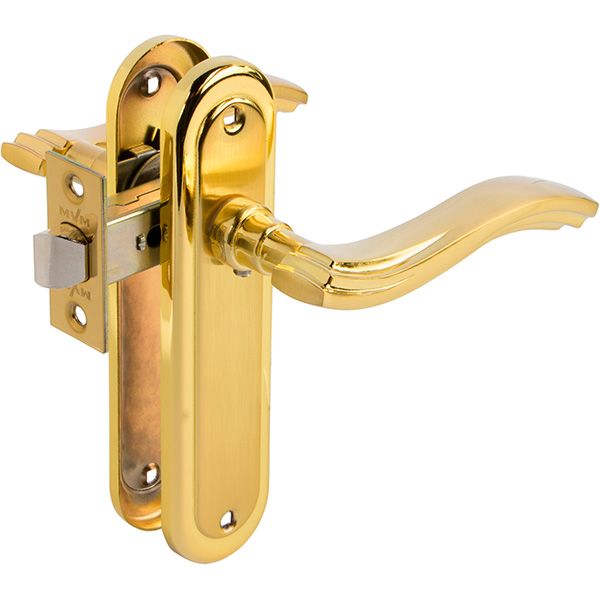 Защелка врезная с ручками  Linde А-2002SP PB/SB матовая латунь/