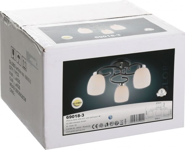 Люстра потолочная Globo Pessoa IV 3xE27 черный 69018-3 