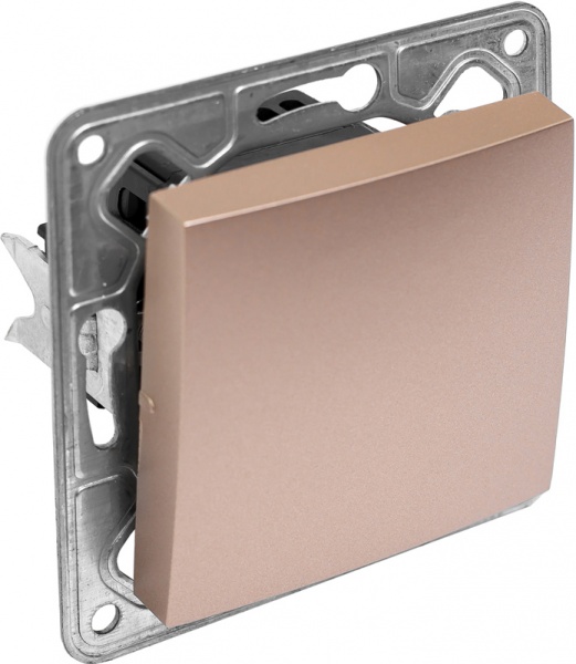 Выключатель одноклавишный LXL Tesla TLXL3502A без подсветки бронзовый 3502A champagne