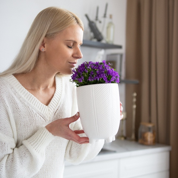 Кашпо керамическое МВМ DH-FLOWERS-28 M WHITE 14 см Белый 