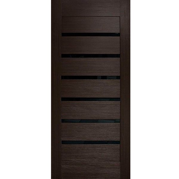 Дверное полотно ОМиС Лагуна с черным стеклом ПГО 800 мм венге