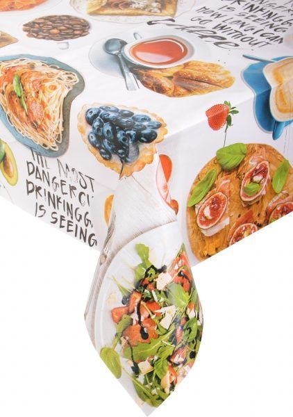 Скатерть Кофе 135x240 см белый с принтом Dariana 