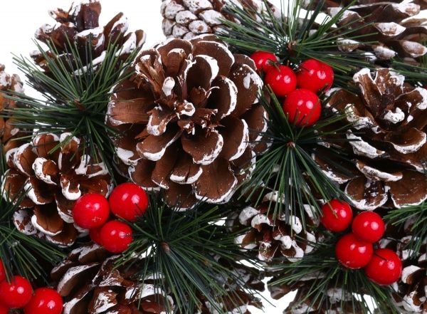 Венок новогодний с хвоей, ягодами и шишками d460 мм EPI-HS-3502A 