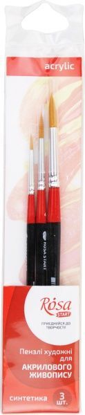 Набор кистей 5 синтетика круглая, 3 шт. Rosa Start 