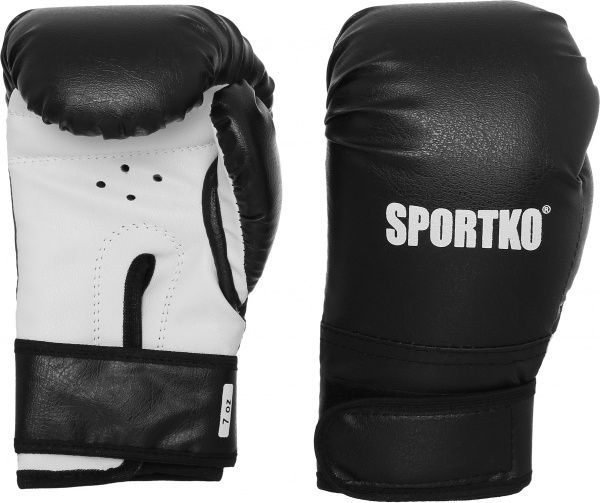 Боксерские перчатки SPORTKO 7oz черный с белым