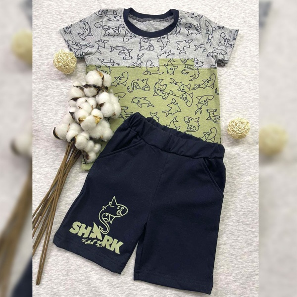 Костюм для мальчиков Blanka Акулы р.98 серый 12655 