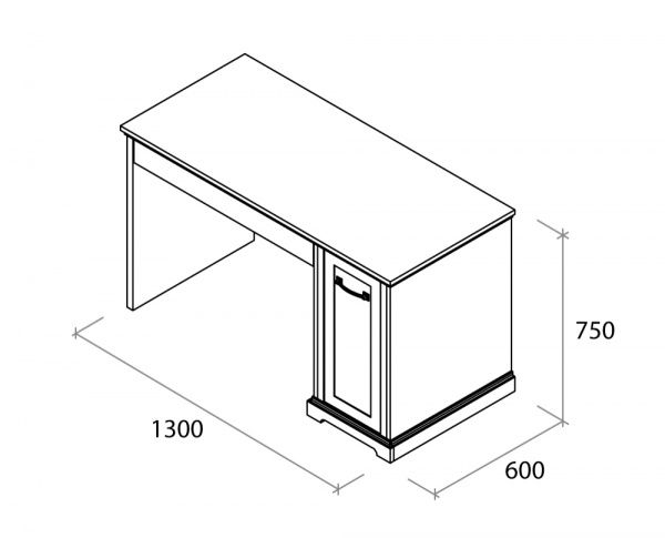 Стол письменный Aqua Rodos Bianca белый матовый 