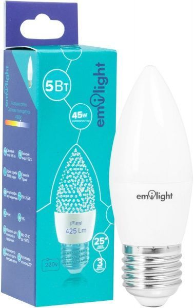 Лампа світлодіодна Emilight 5 Вт C37 матова E27 220 В 4100 К 