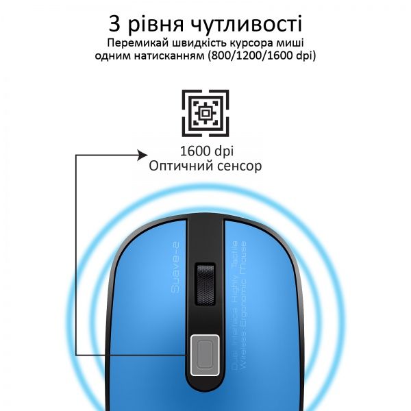 Мишка Promate Suave-2 Wireless Blue 