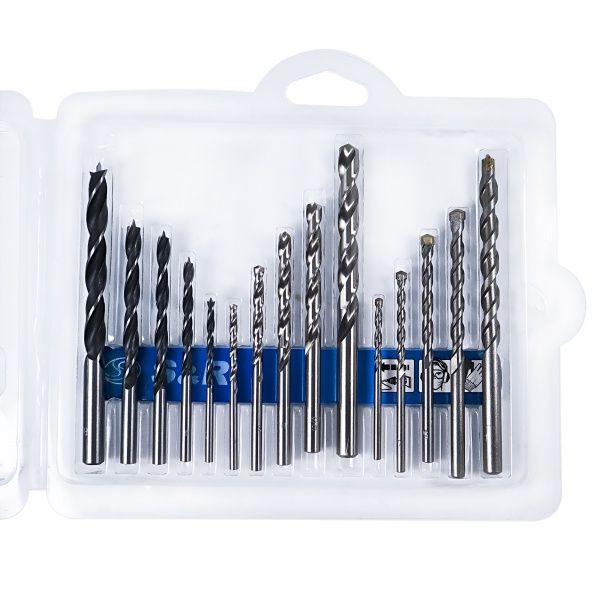 Набор сверл S&R Meister по металлу, бетону, дереву 3, 4, 5, 6, 8 мм 19 шт. 216301015