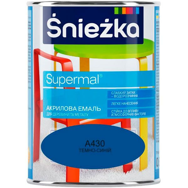 Эмаль Sniezka Супермаль темно-синяя 0.8 л