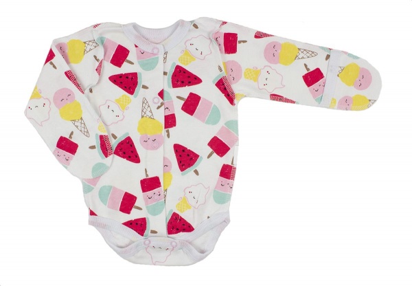 Боди для девочки Маленькие люди Мороженое р.62 белый с рисунком 