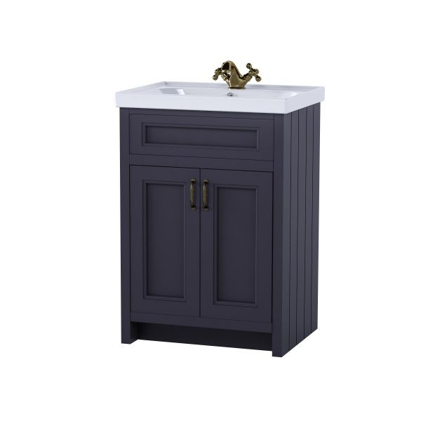 Тумба напольная Aqua Rodos WATERFORD с умывальником FRAME 60 см антрацит