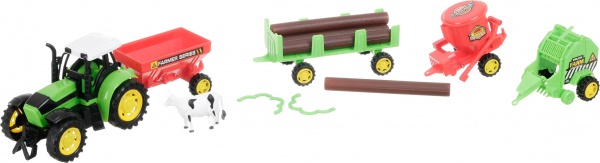 Игровой набор Shantou х6 шт. фермерский трактор с прицепами зеленый JY238796