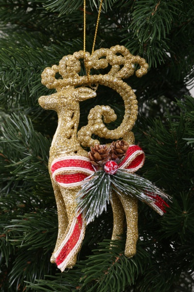 Декоративна підвіска Олень з декором 16 см HFF2021G золотий