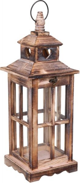 Подсвечник-фонарь Сидней деревянный 16x16x46 см