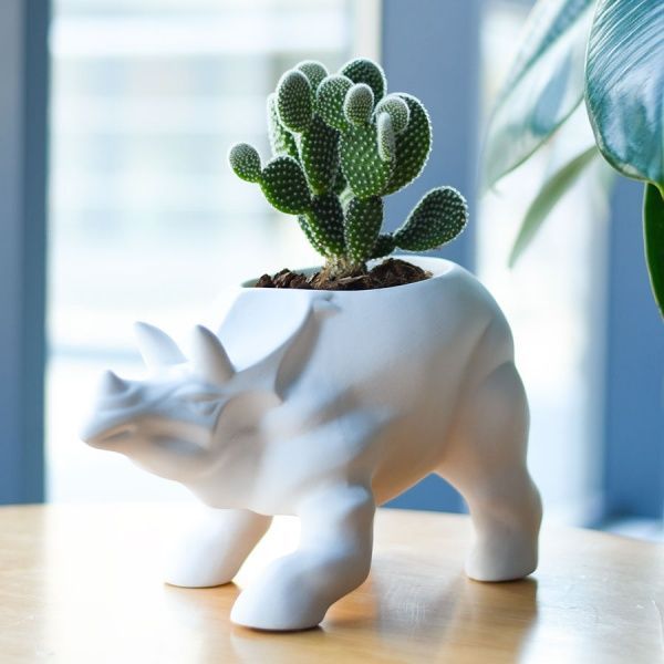 Кашпо Animal Land Трицератопс білий матовий Дон Пион