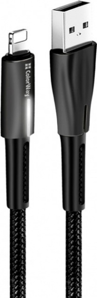 Кабель ColorWay USB - Apple Lightning (Zinc Alloy + Led) 2.4А 1 м black 