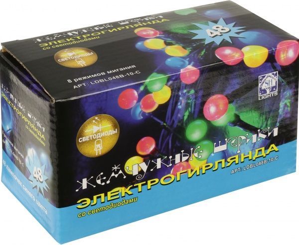 Электрогирлянда линейная внутренняя встроенный светодиод (LED) 48 ламп 2,4м Жемчужные шарики LDBL048B-10-C 
