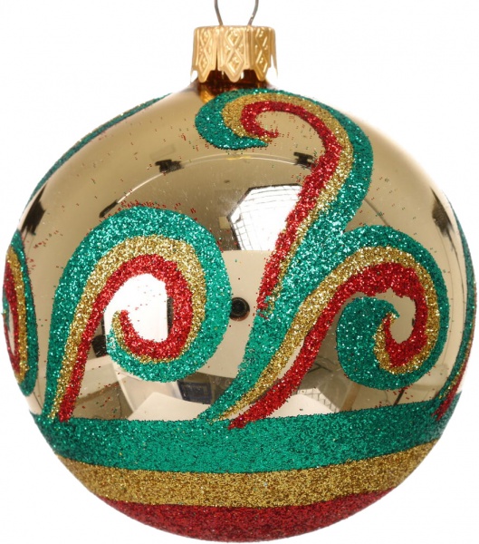 Шар новогодний орнамент d 80 мм в ассортименте .0182