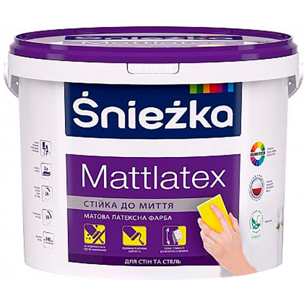 Фарба латексна Sniezka інтерєрна Mattlatex мат білий 5л 7кг 